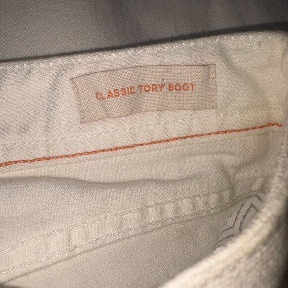 NEW NWT Tory Burch Classic Tory Bootcut Jean White size 27 Gold Buttons - Picture 5 of 8